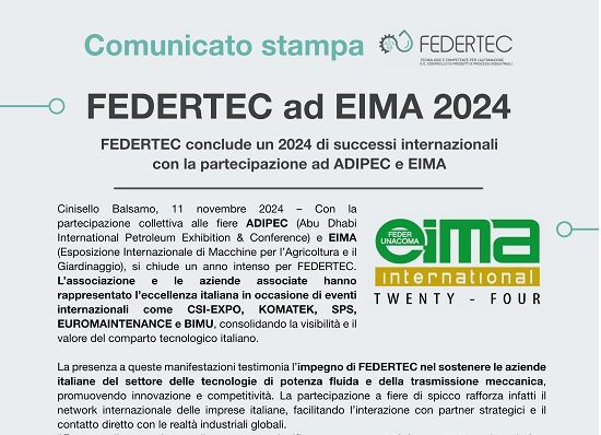 COMUNICATO STAMPA – FEDERTEC A EIMA 2024