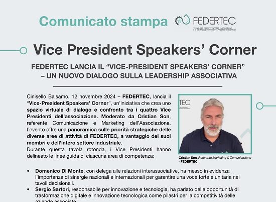 FEDERTEC INAUGURA IL VICE-PRESIDENT SPEAKERS’ CORNER