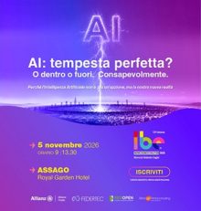 EVENTO “AI: tempesta perfetta? O dentro o fuori consapevolmente” – 5 novembre 2026