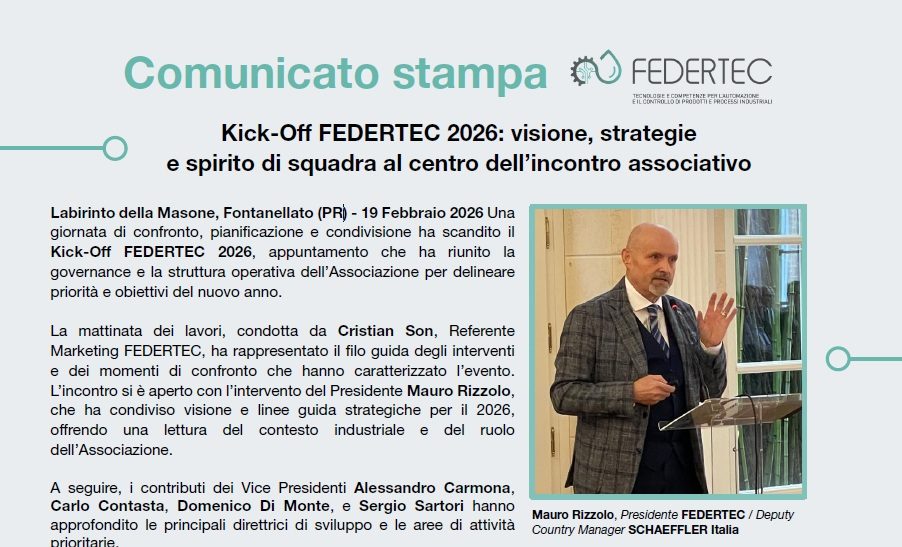 KICK-OFF MEETING FEDERTEC 2026 – COMUNICATO STAMPA