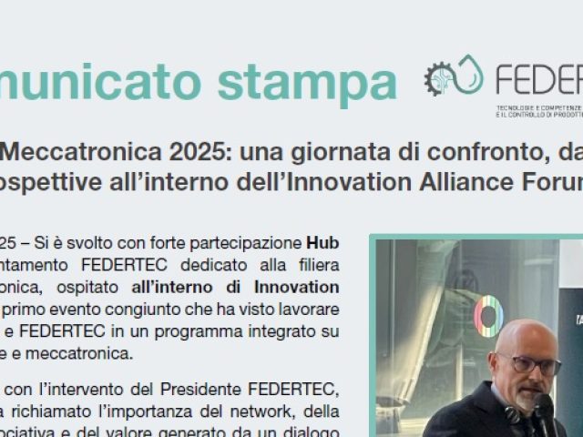 FEDERTEC Hub Meccatronica e IAF – Comunicati stampa