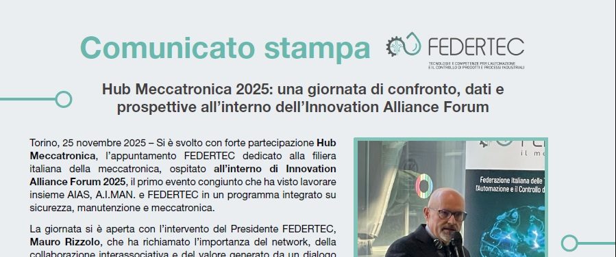 FEDERTEC Hub Meccatronica e IAF – Comunicati stampa