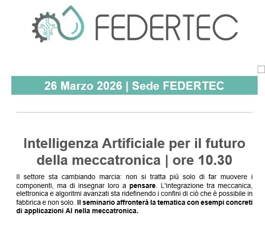 Intelligenza Artificiale per il futuro della meccatronica – 26 marzo 2026