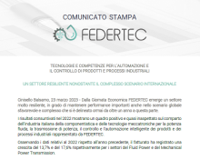 Comunicato stampa FEDERTEC – Un settore resiliente nonostante il complesso scenario internazionale