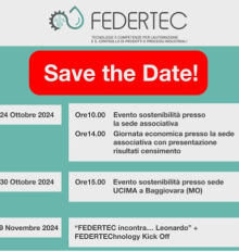 I PROSSIMI EVENTI FEDERTEC – SAVE THE DATE